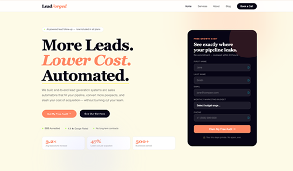 Lead Forged website design