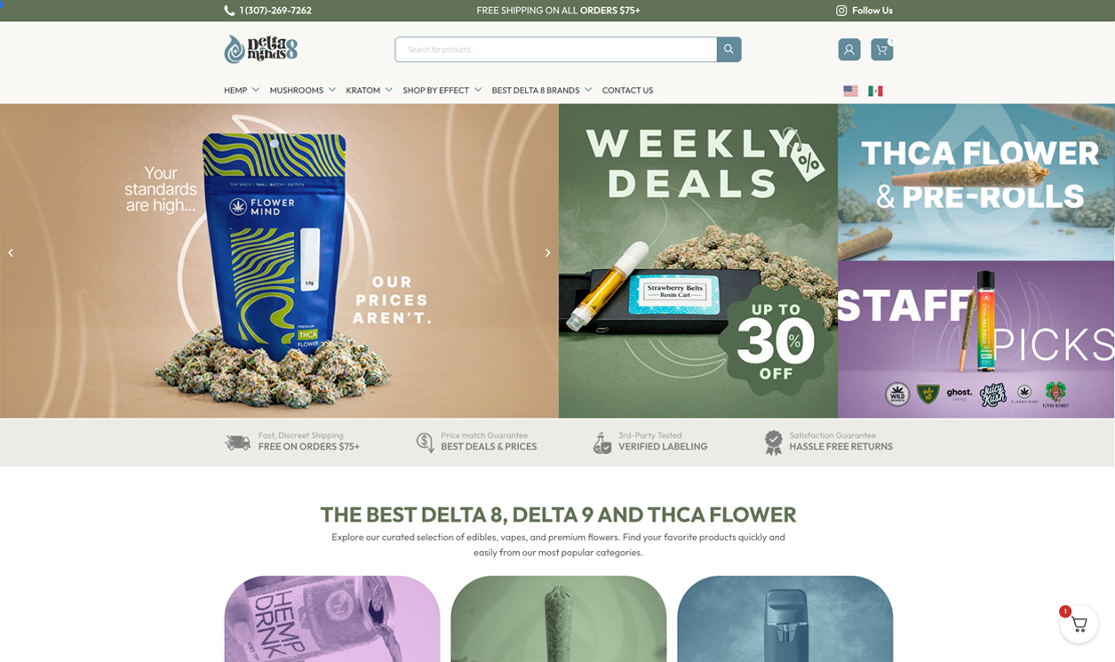 Delta 8 Minds homepage