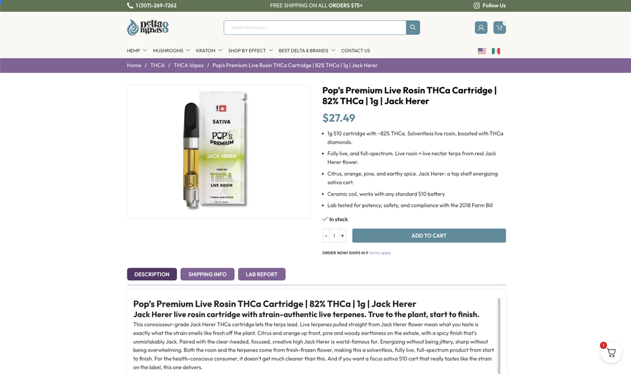 Delta 8 Minds product page