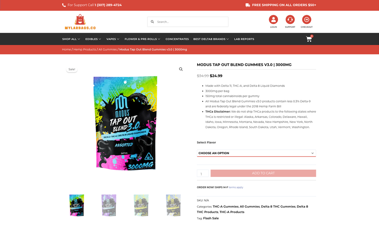 Mylar Bags product page